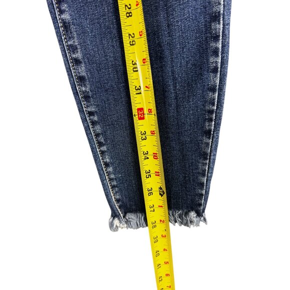 KanCan Womens Button-Fly Jeans High-Rise Distressed Hem Size 15/31 Blue - Picture 10 of 13